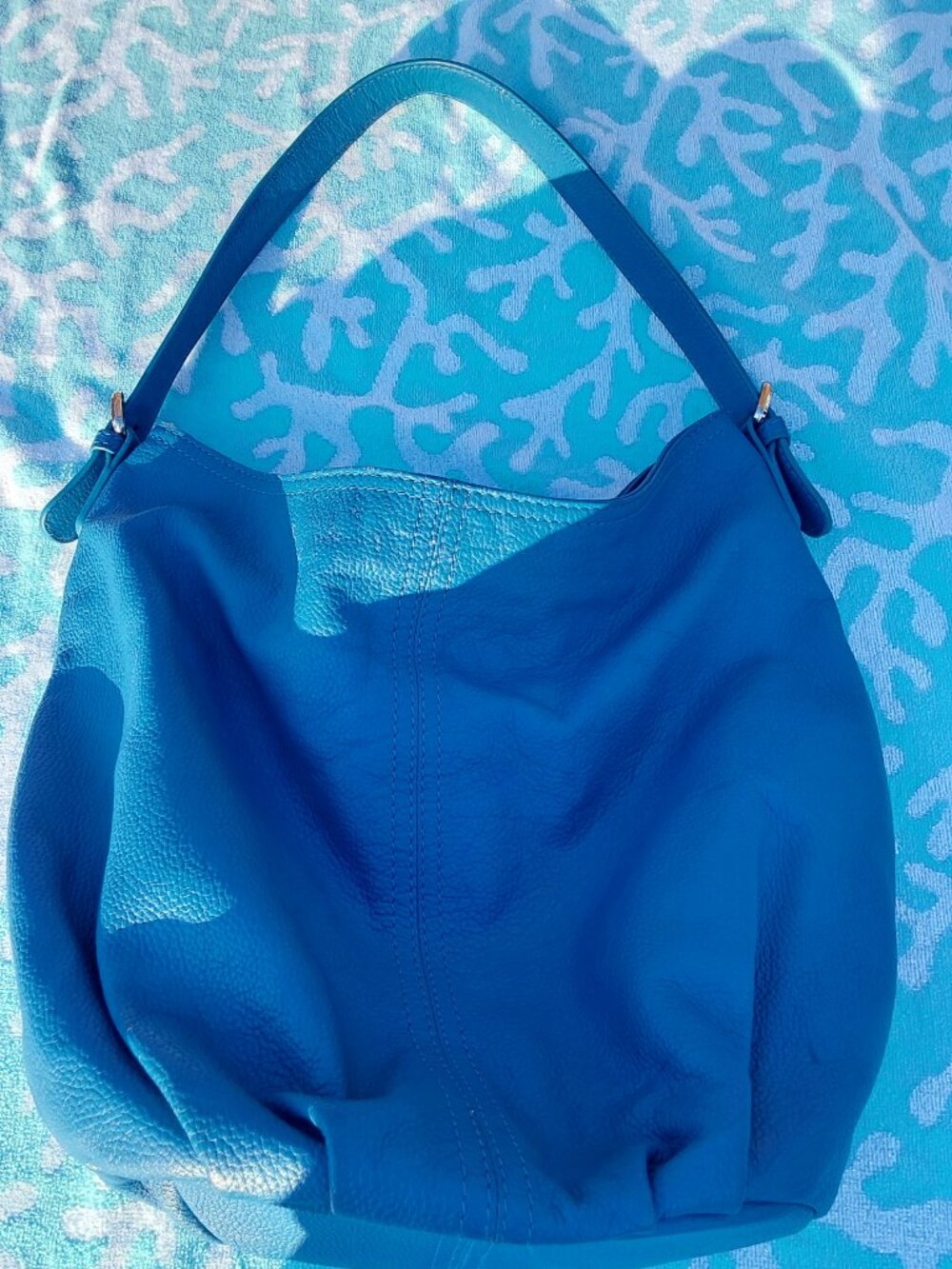 2015 HADAKI BLUE LEATHER HOBO BAG - Picture 2 of 16